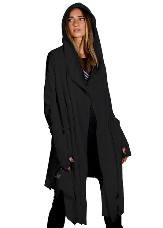 CUTSY UNISEX Hooded Long Jacket In Black