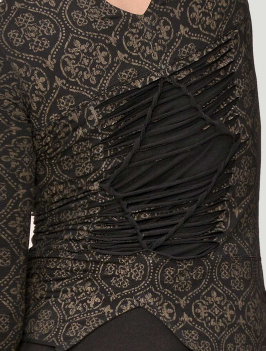 DRAG BRAIDED Long Sleeve top In Black