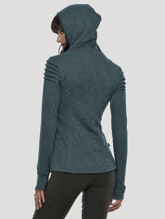 DOGON LIGHT Hood Sweater In Teal