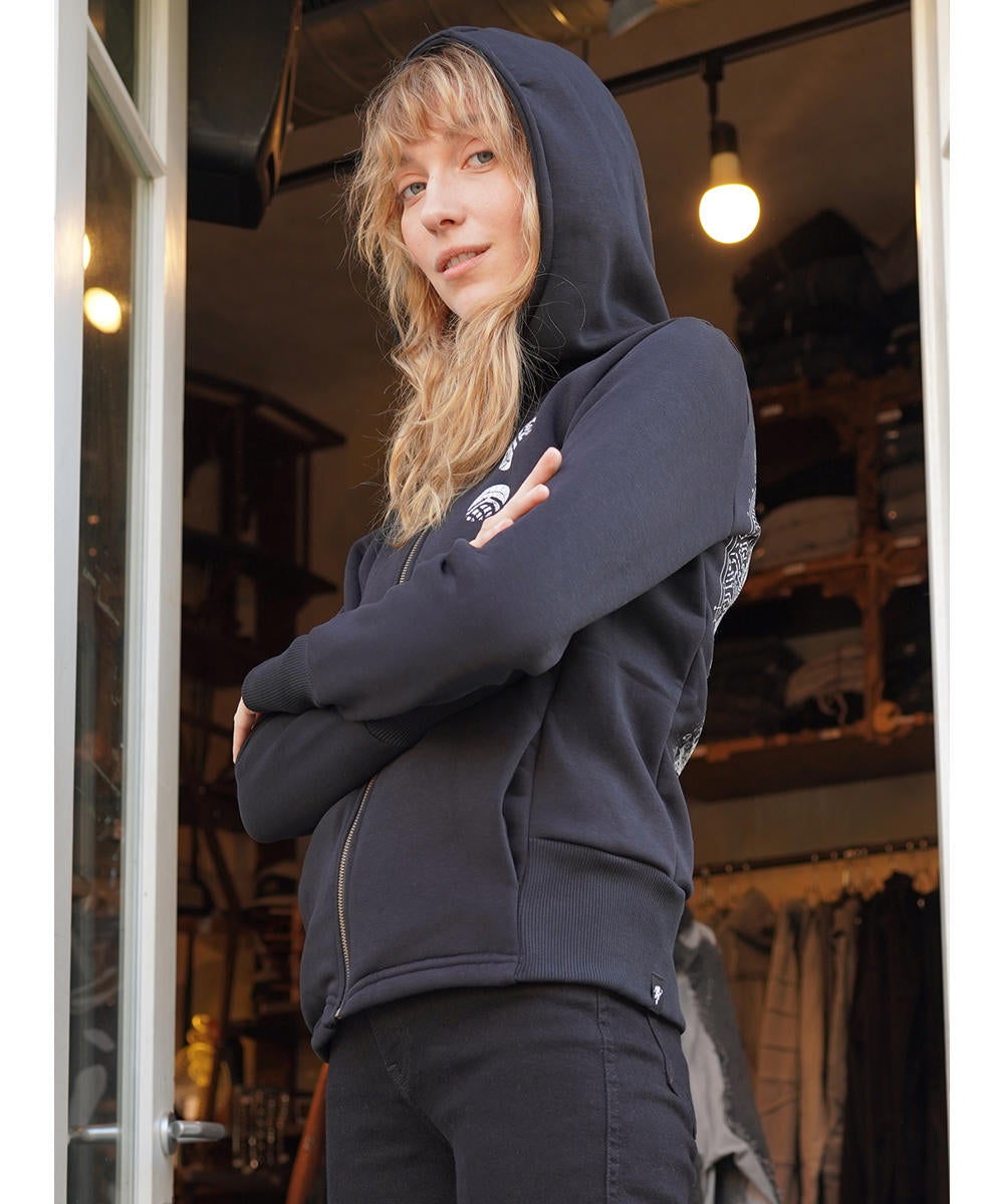 DIGITAL NATURE WOMAN Zip Hood In Black