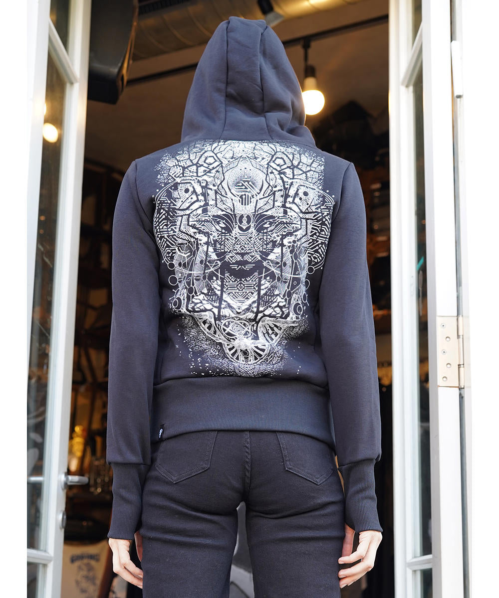 DIGITAL NATURE WOMAN Zip Hood In Black