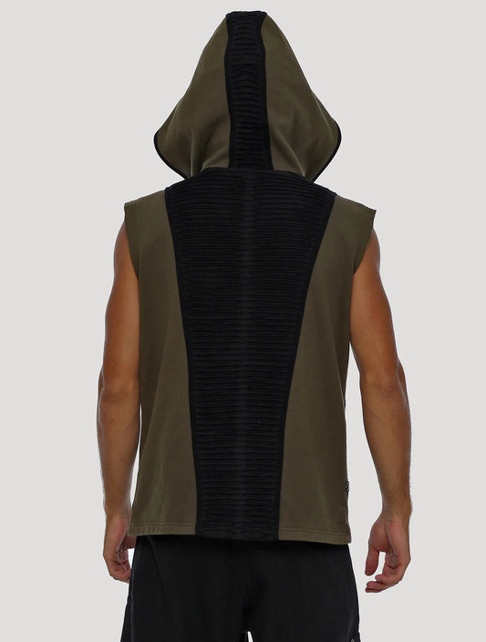 DHARMA Hoodie Vest In Olive