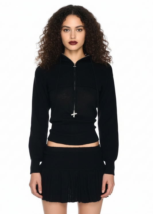 BLACK KNIT Mini Skirt