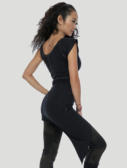 EKA Zip Asymmetrical Tunic In Black