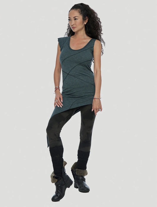 EKA Zip Asymmetrical Tunic In Teal