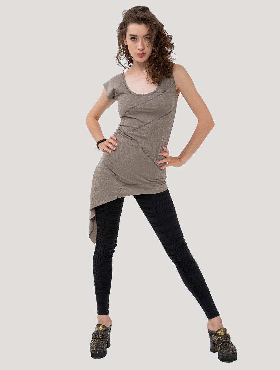 EKA Zip Asymmetrical Tunic In Cement