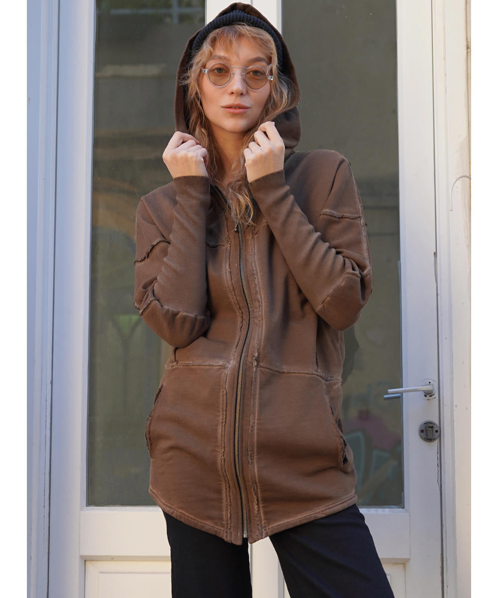 UNISEX FROST PIGMENT Zipper Jacket In Wash Brown