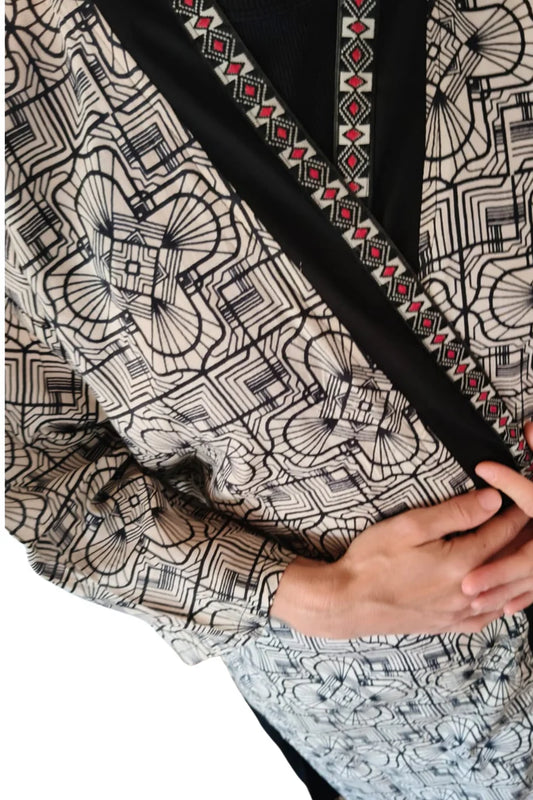 BOHO KIMONO BW Print