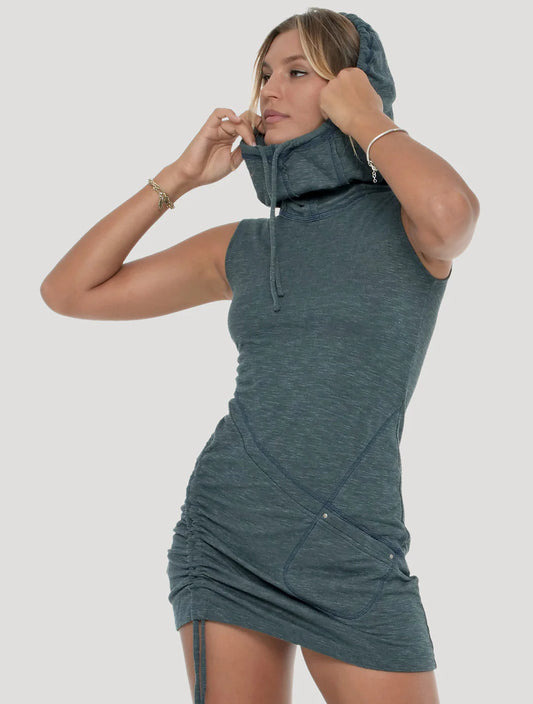 GREGA Sleeveless Mini Dress In Teal