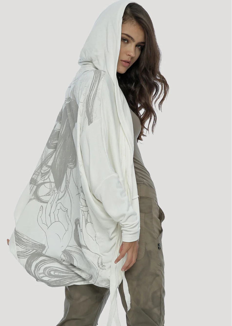MAHA Unisex Hooded Kimono In White