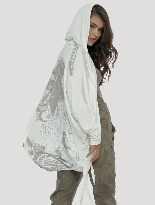 GEISHA UNISEX Hooded KIMONO In White