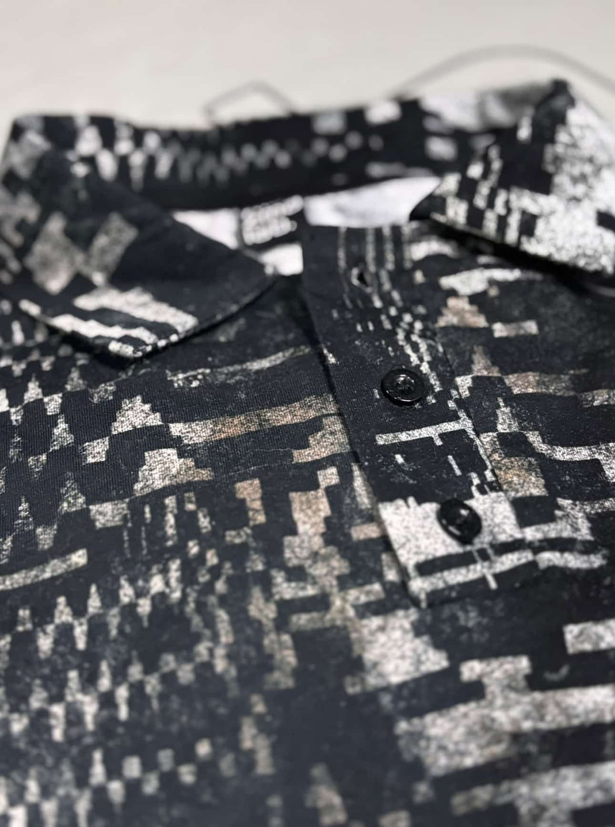 GLITCH GRID Unisex Polo Button Up Shirt