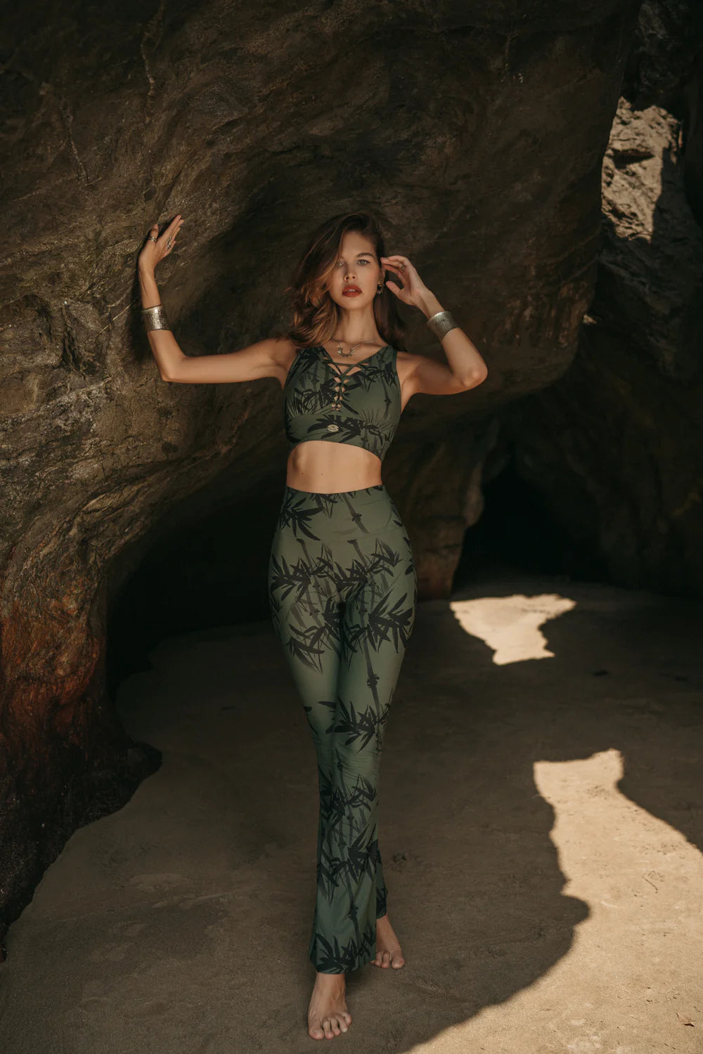 Yoga Tank Top in Printed Olive Green