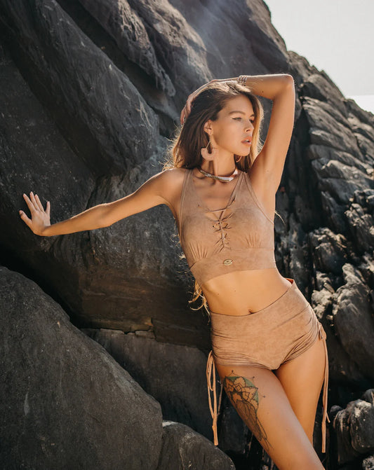 Booty Yoga Shorts in Shabby Beige