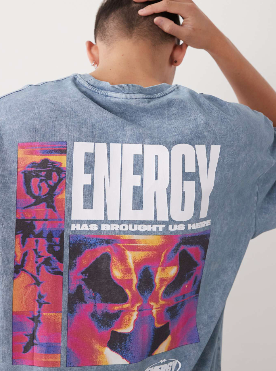 Vertere Berlin Energy Oversized T-Shirt In Washed Grey With Back Print