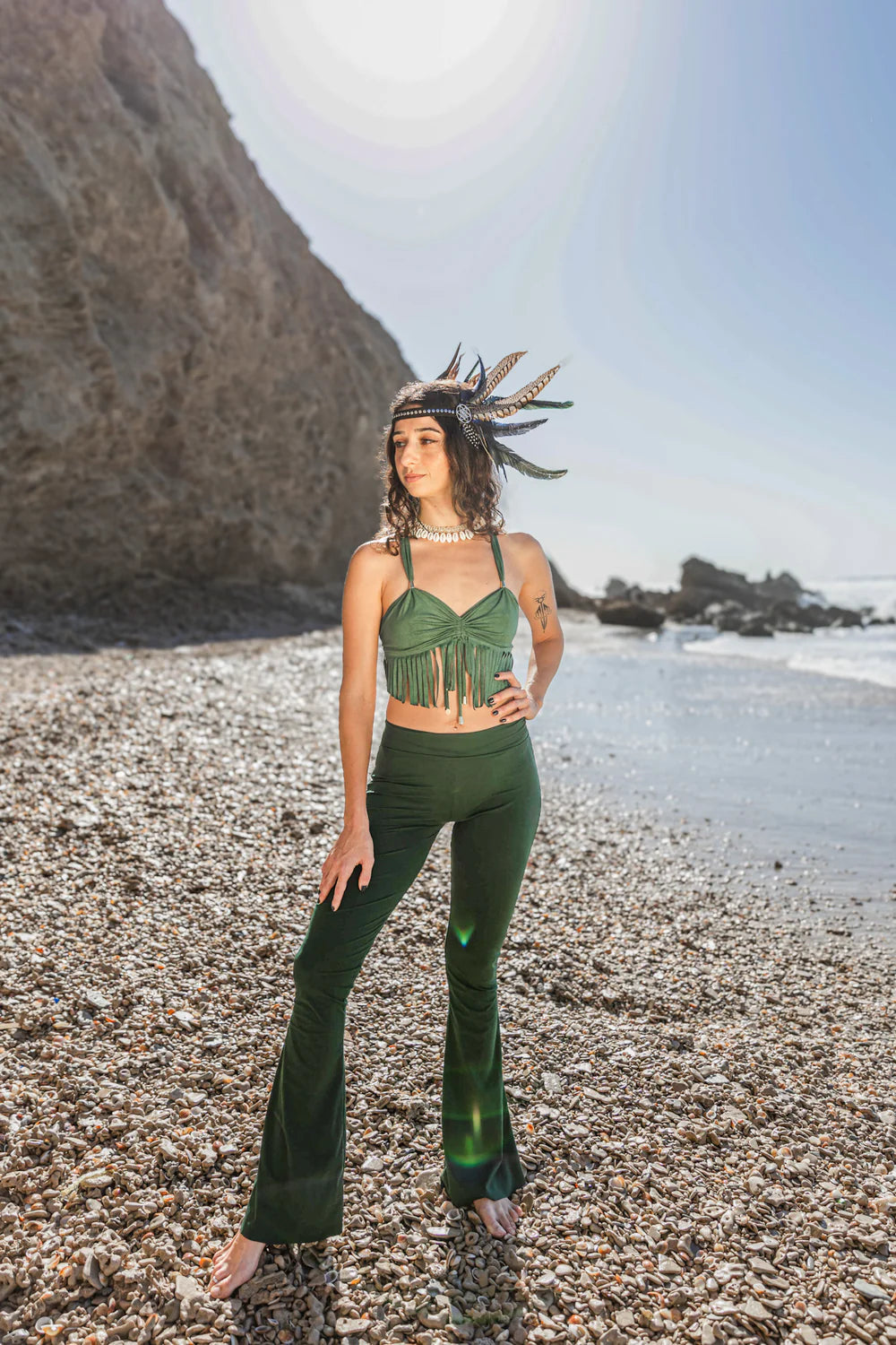 Flare Yoga Pants For in Green