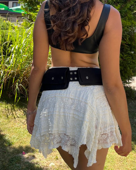 Cotton:On Textured White Coconut Mini Skirt With Pointed Hem