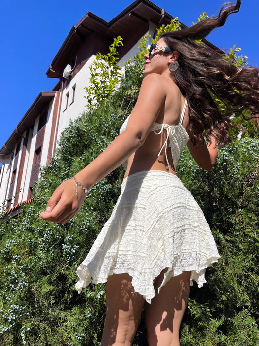 Cotton:On Asymetric Hem Strappy Crop Top In Coconut Texture