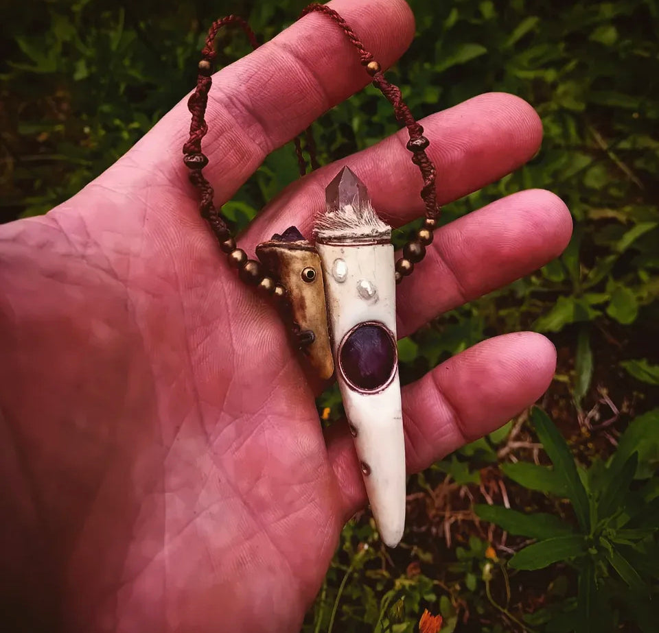 Forest Spirit Totem — Amethyst, Ruby & Antler