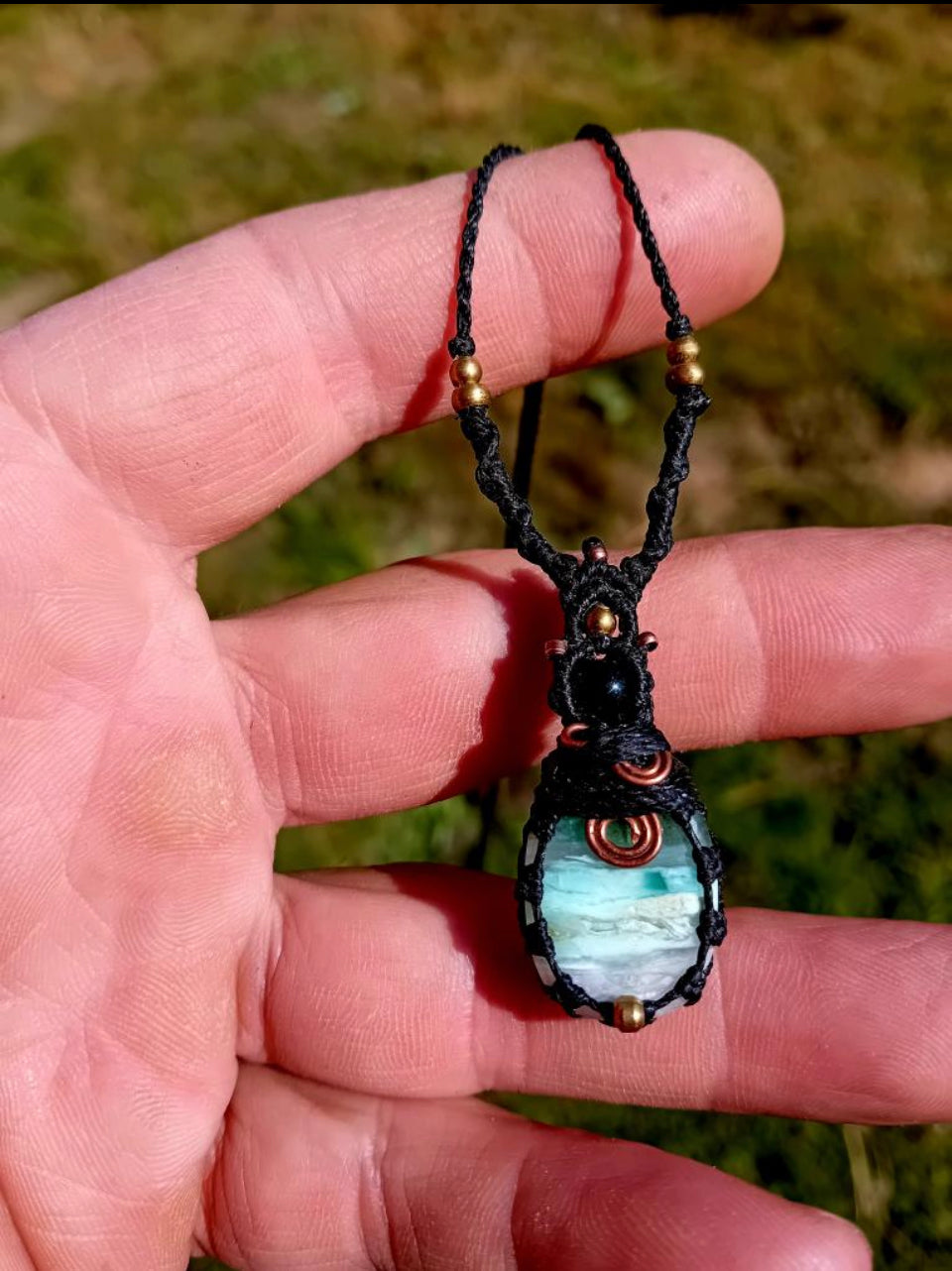 Blue Aragonite Macramé Necklace