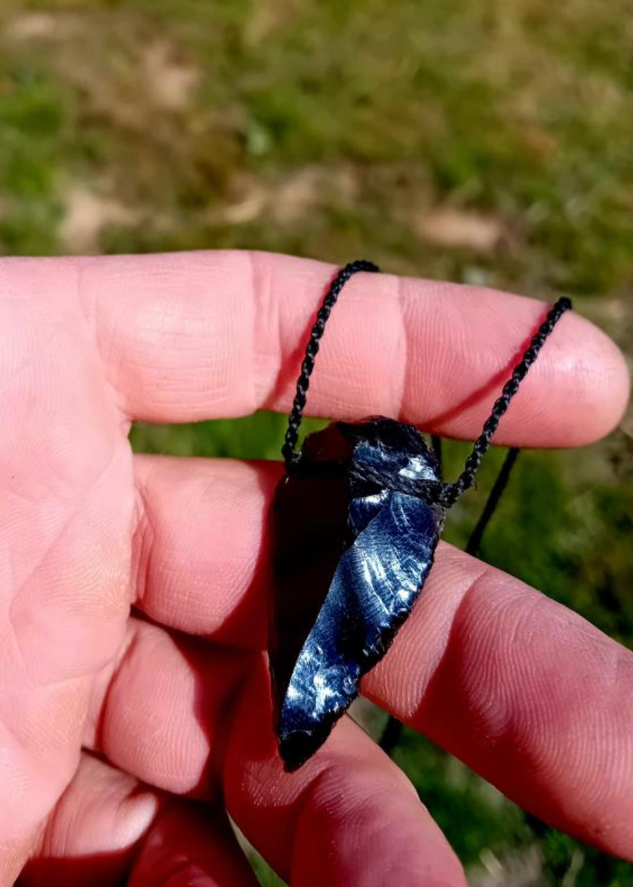 Black Obsidian Arrow Necklace