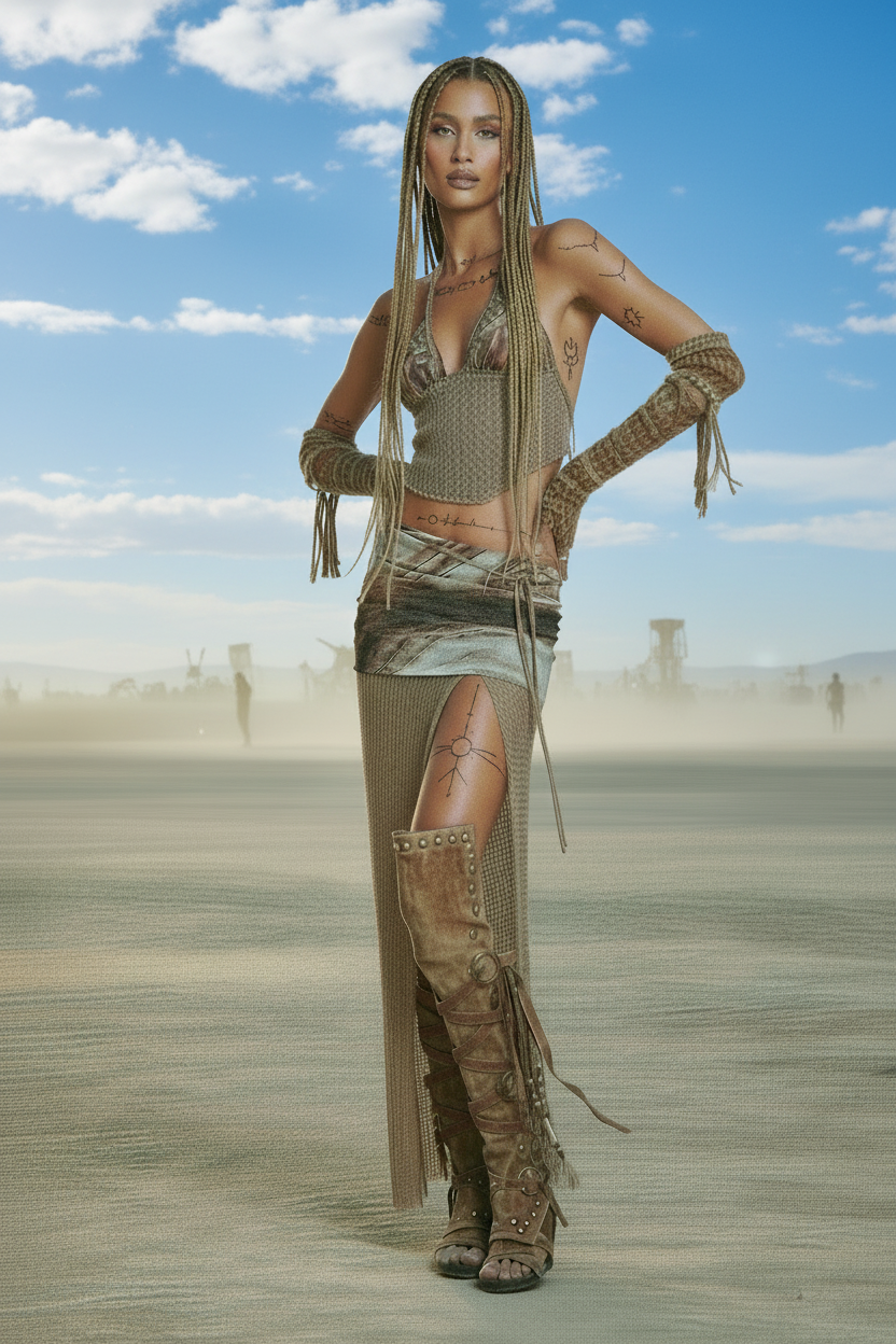 Knit Split Maxi Skirt – Mesh Foldover