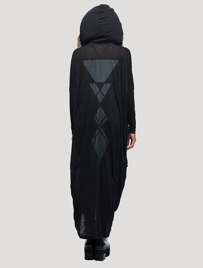 KARMA Hooded Long Kaftan In Black