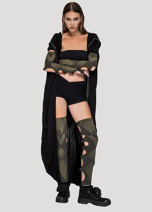KARMA Hooded Long Kaftan In Black