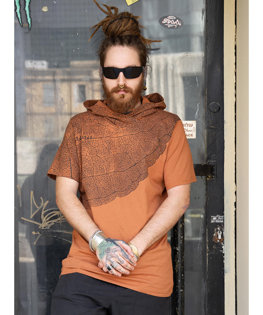 LEAF Hooded T-Shirt In Brick