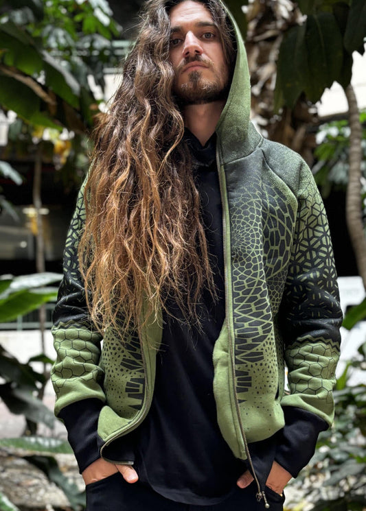 MARK Zipped Hooded Jacket In Light Green