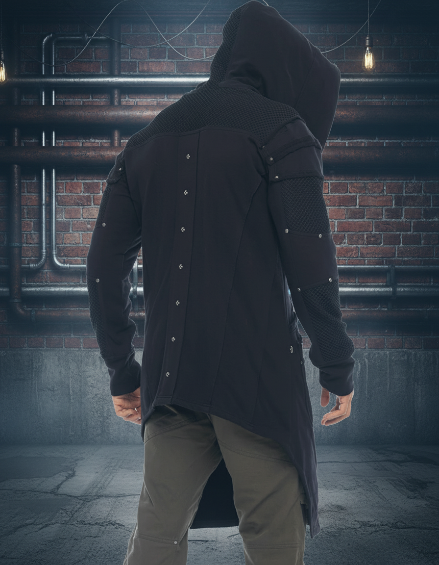 NEO STEAMED Hoodie Coat In Black