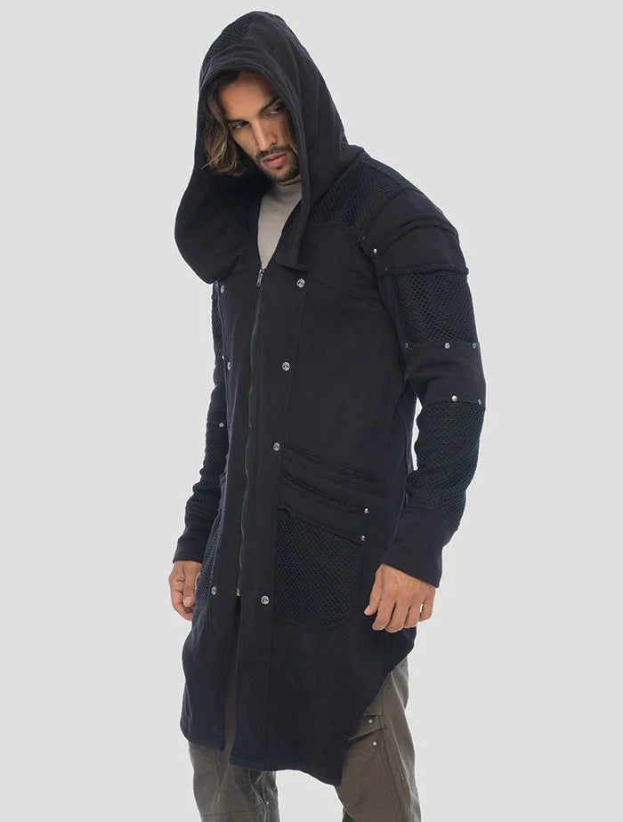 NEO STEAMED Hoodie Coat In Black