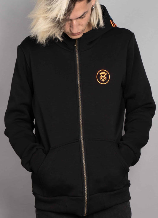 PSYCHOTOAD Zipped Hooded Jacket In Black
