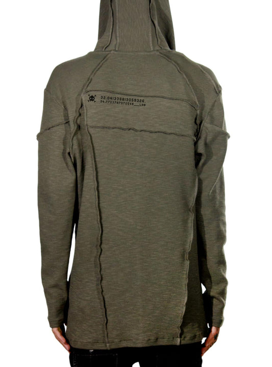 RATTLE Long Sleeve Hooded Shirt In Olive