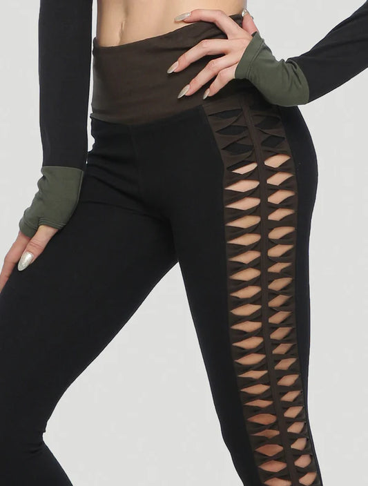RAFFIA Leggings In Black/Olive - Noir