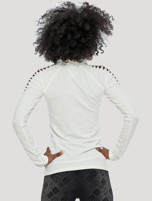 RAFFIA Long Sleeves Braided Top In White