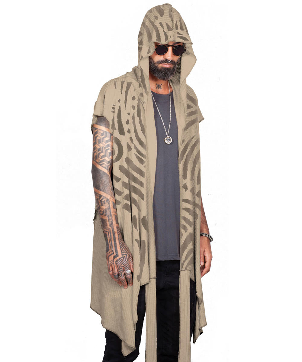 UNISEX SAND TRIBE Kimono Vest In Sand