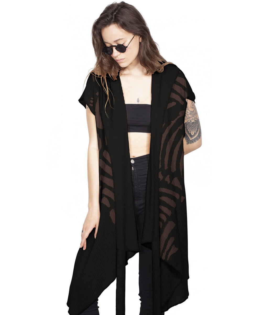 UNISEX SAND TRIBE Kimono Vest In Black