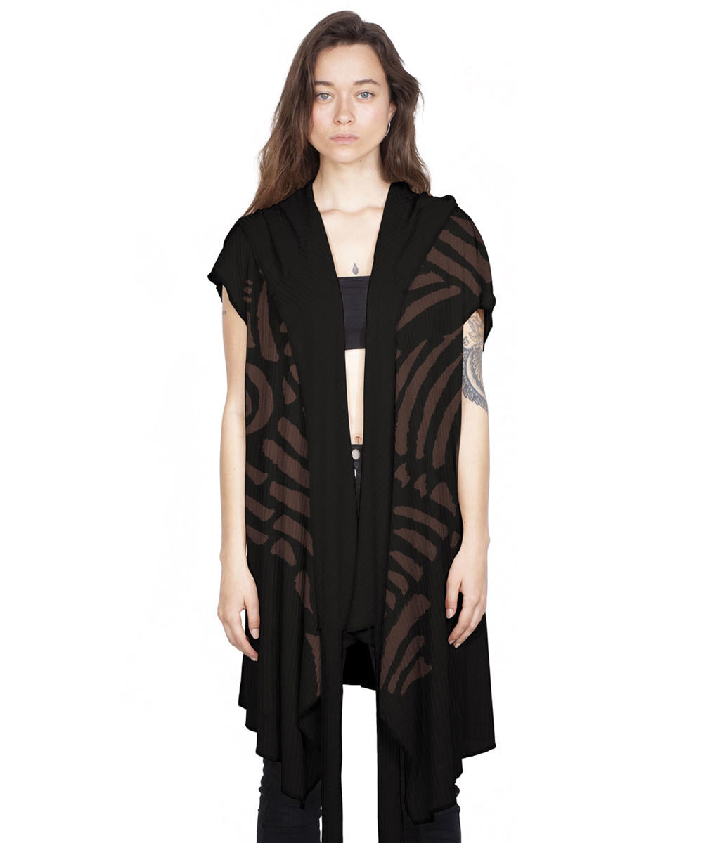 UNISEX SAND TRIBE Kimono Vest In Black