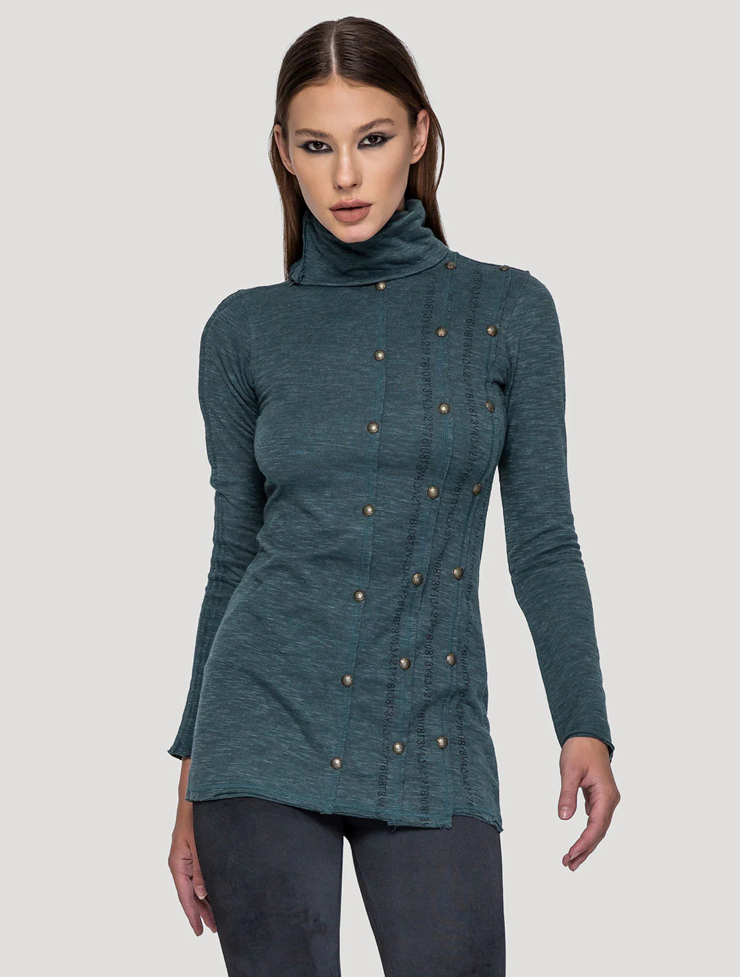 SERIAL Long Sleeves Mini Dress In Teal