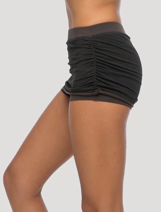 SKIRTED Mini Shorts In Olive Noir/Black