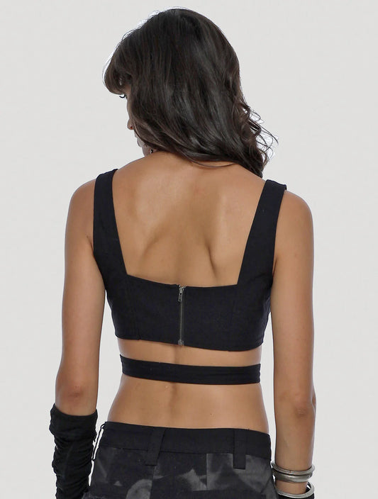 SOLO Wrap Crop top In Black
