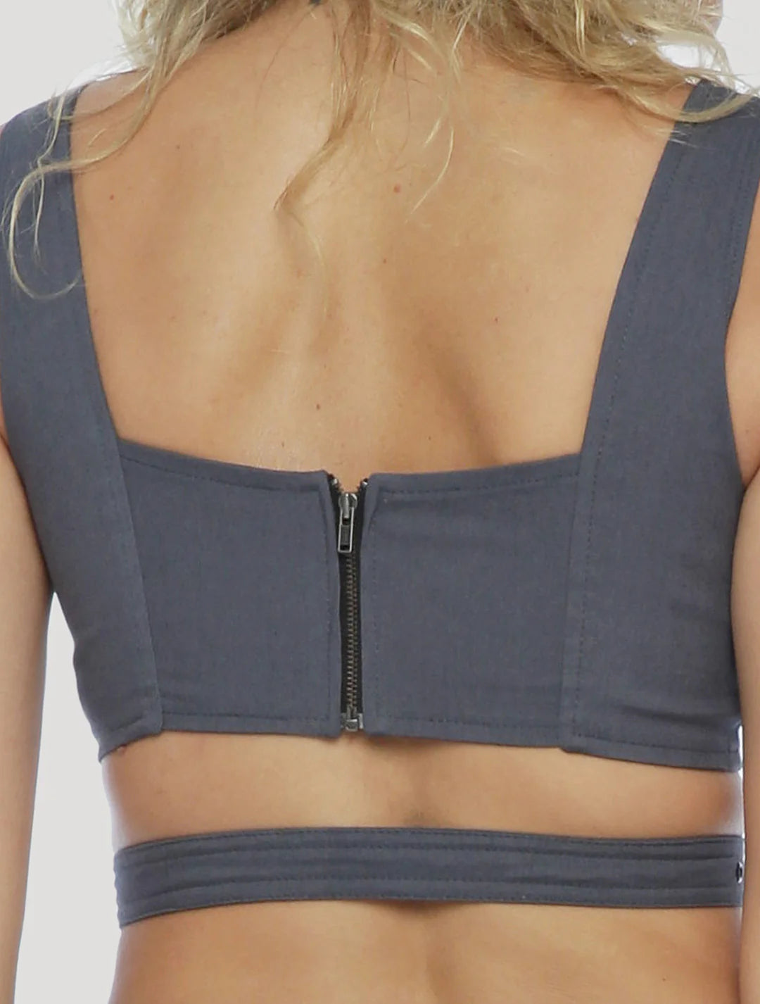 SOLO Wrap Crop top In Gas Blue