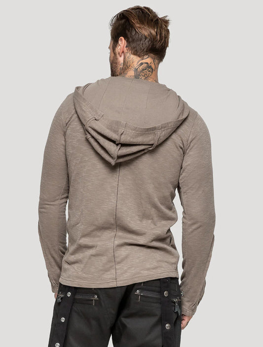 SLIT Hooded Sweater In Cement