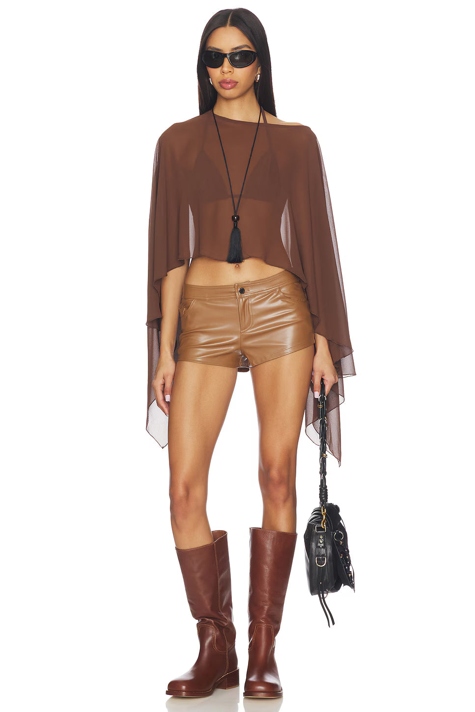 GINA Faux Leather Shorts - Tan