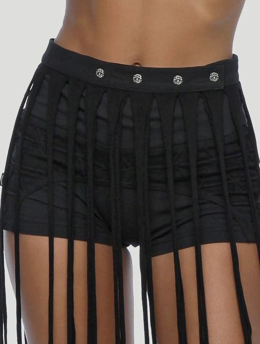 SPLICE Fringe Belt In Black