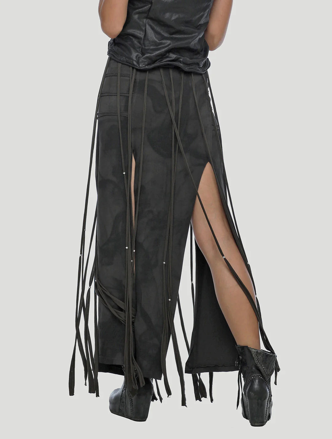 SPLICE Fringe Belt In Olive