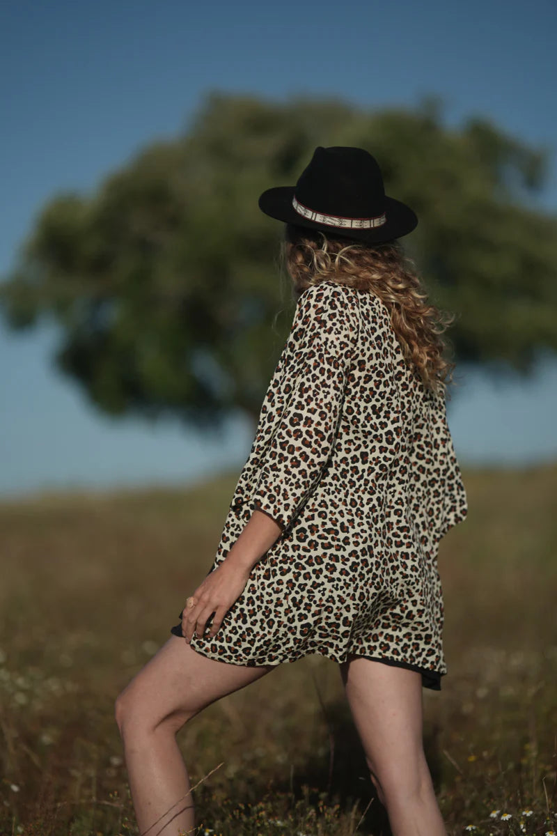 LEOPARD Short Kimono