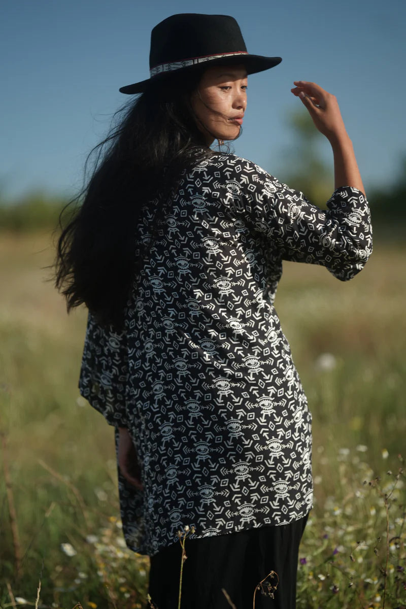 WO FALUJA Print Short Kimono