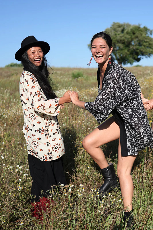 WO FALUJA Print Short Kimono